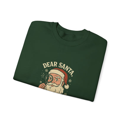 Crewneck Sweatshirt – 'Dear Santa Define Nice' Vintage Santa Christmas Pullover