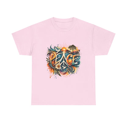 PEACE Watercolor Dove & Sunrise Shirt – Boho Groovy Typography Tee