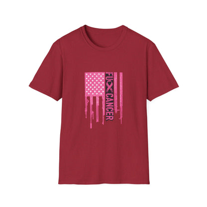 Breast Cancer Awareness Flag T-Shirt — Pink "Kick Cancer" Drip Design