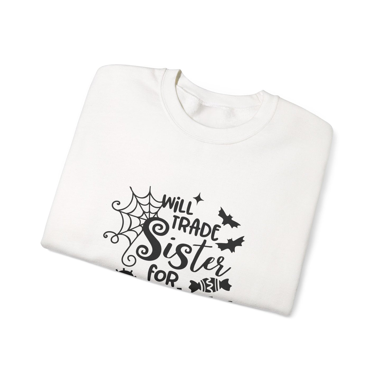 Will Trade Sister for Candy Halloween Sweatshirt – Funny Graphic Crewneck