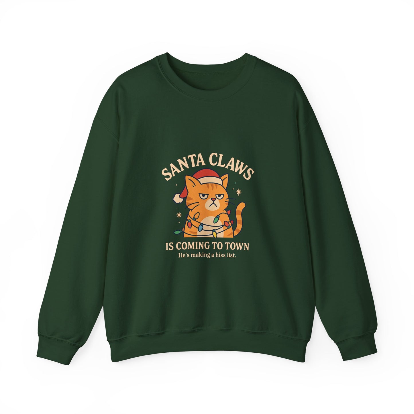 Sweatshirt — "Santa Claws is Coming to Town" Cute Cat Christmas Crewneck