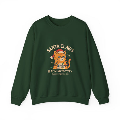 Sweatshirt — "Santa Claws is Coming to Town" Cute Cat Christmas Crewneck