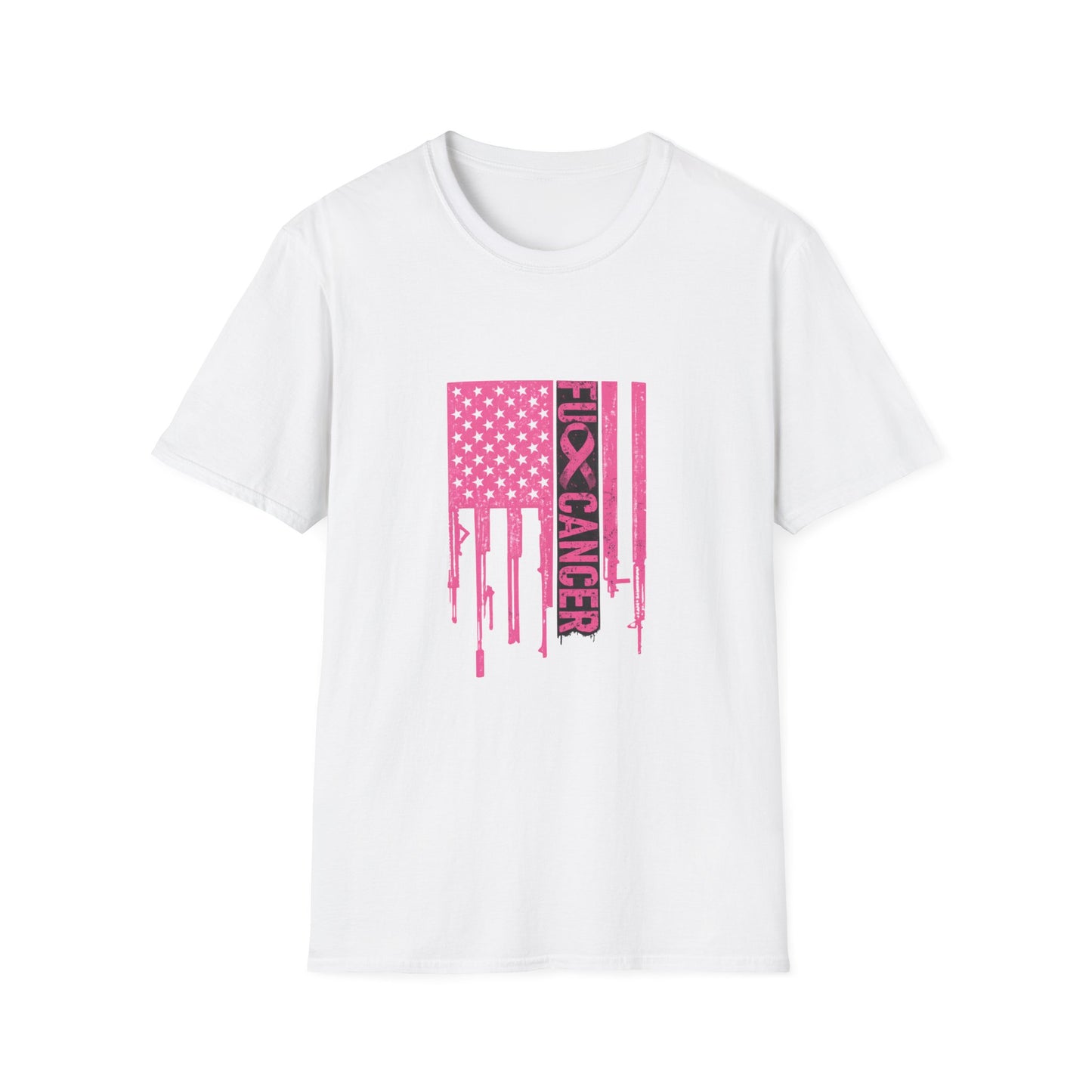 Breast Cancer Awareness Flag T-Shirt — Pink "Kick Cancer" Drip Design