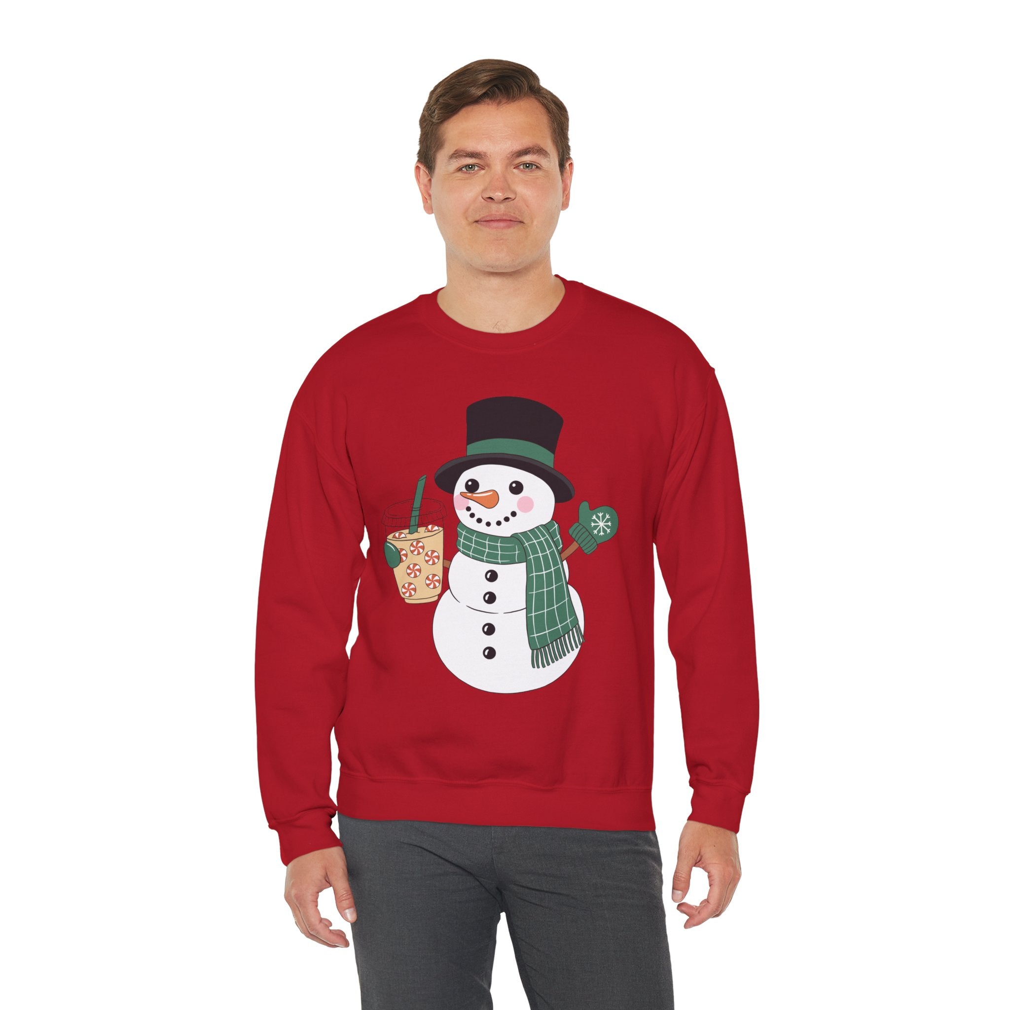 Frosty Festive Sweatshirt – Cute Snowman Holiday Pullover for Coffee Lovers