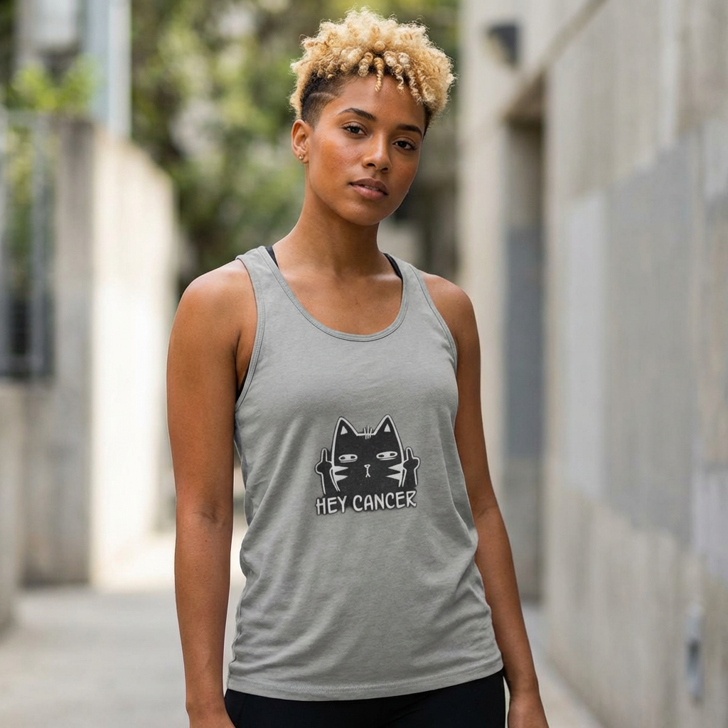 Hey Cancer Cat Tank Top — Anti-Cancer Support Graphic Tank