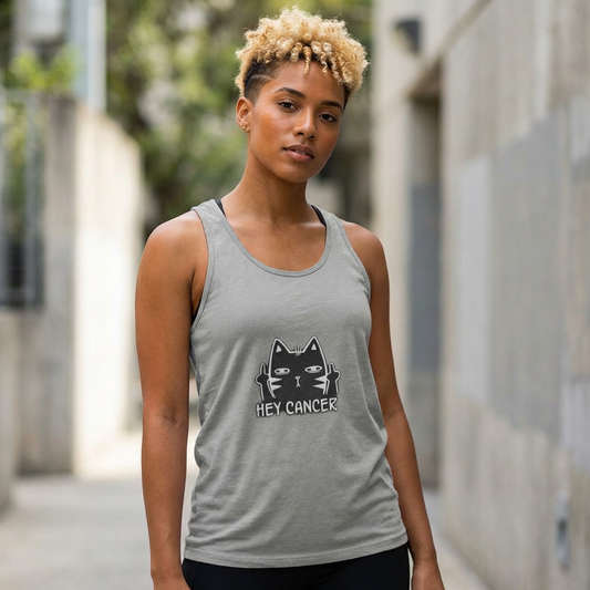 Hey Cancer Cat Tank Top — Anti-Cancer Support Graphic Tank