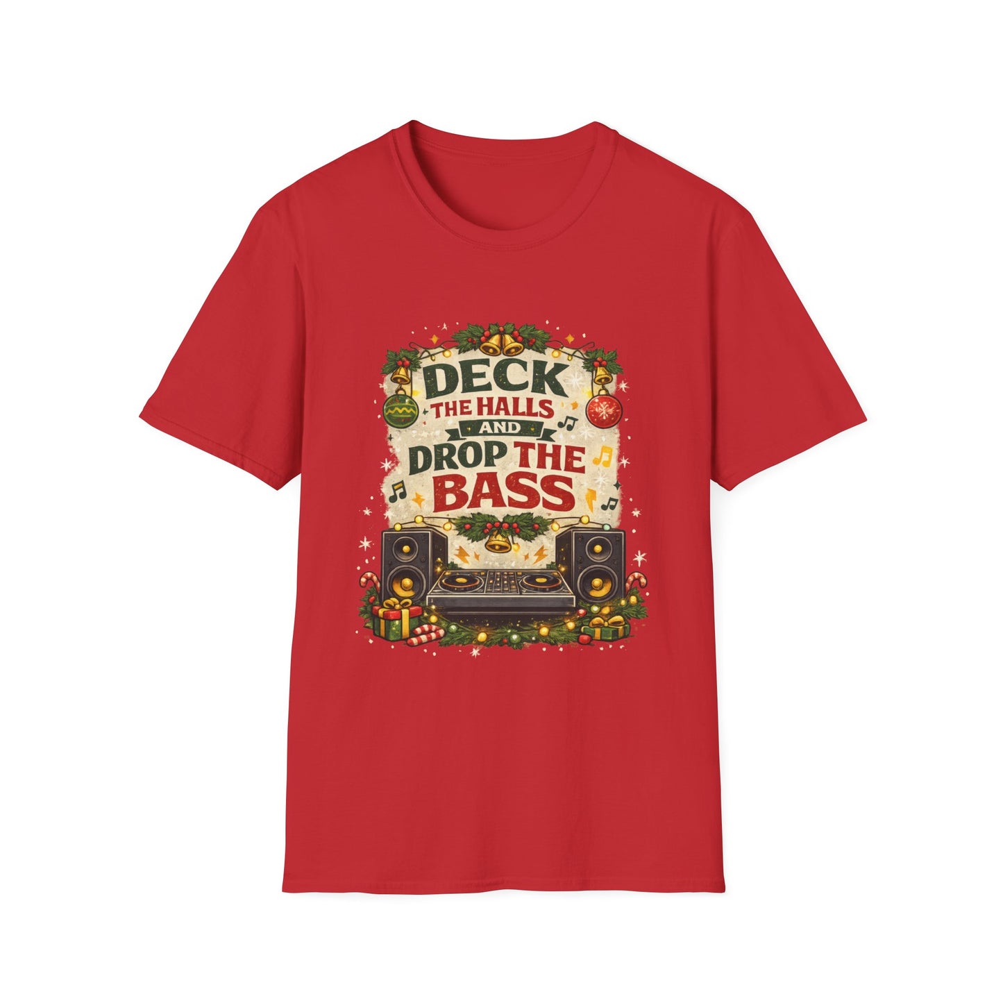 Deck the Halls and Drop the Bass Shirt | Funny DJ Christmas Tee