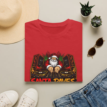 Santa Raves DJ Christmas Shirt | Funny Holiday DJ Graphic Tee