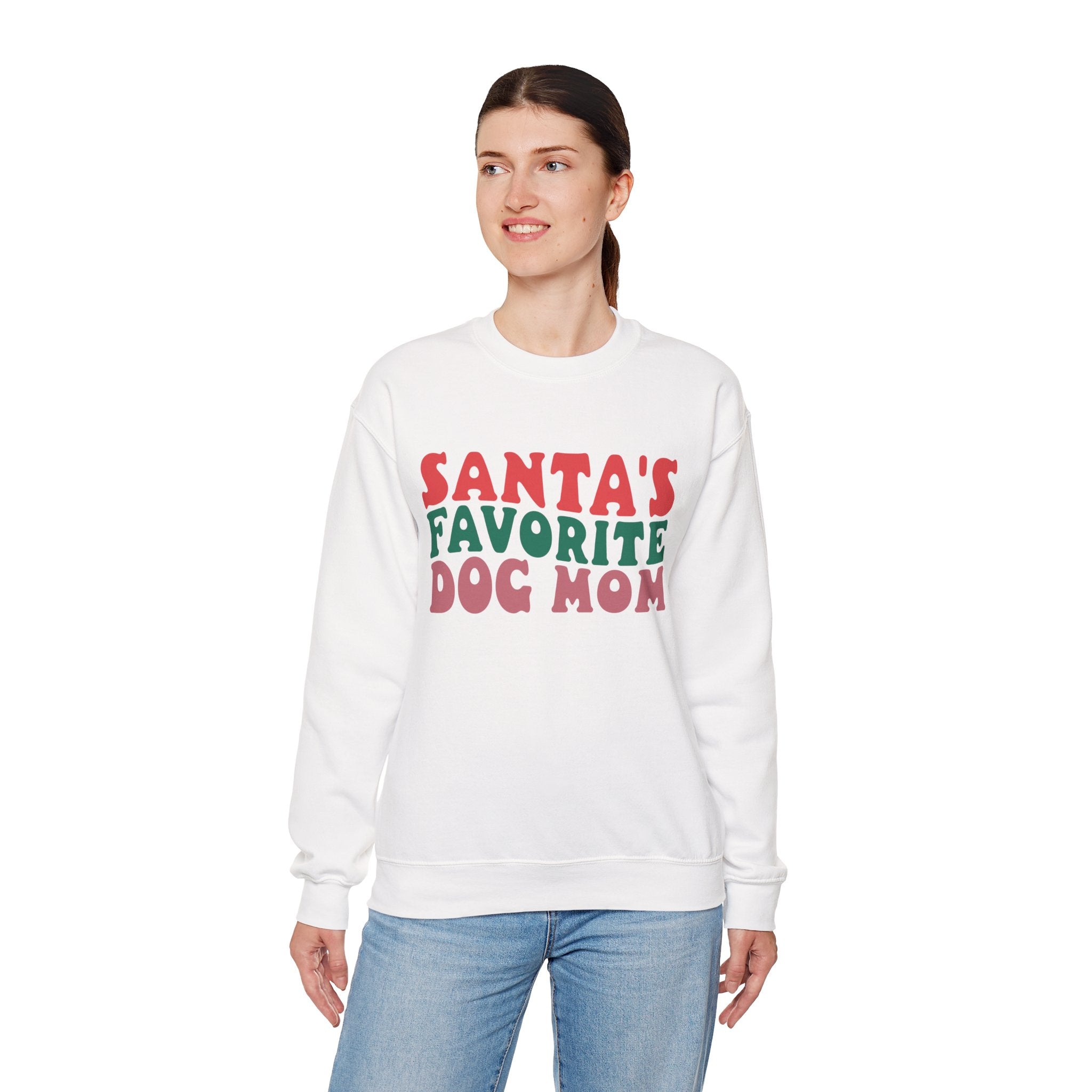 Santa's Favorite Dog Mom Sweatshirt - Cozy Christmas Gift for Dog Moms