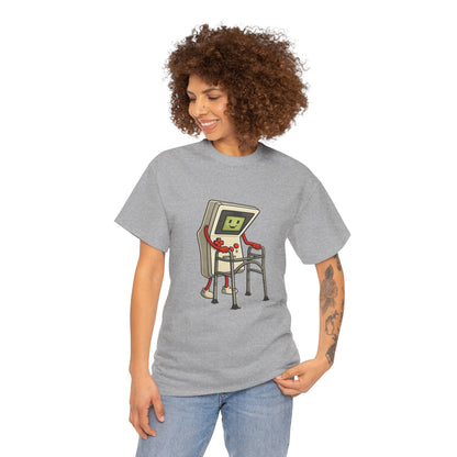 Aging Retro Gamer With Walker – Funny Old School Gamer Shirt