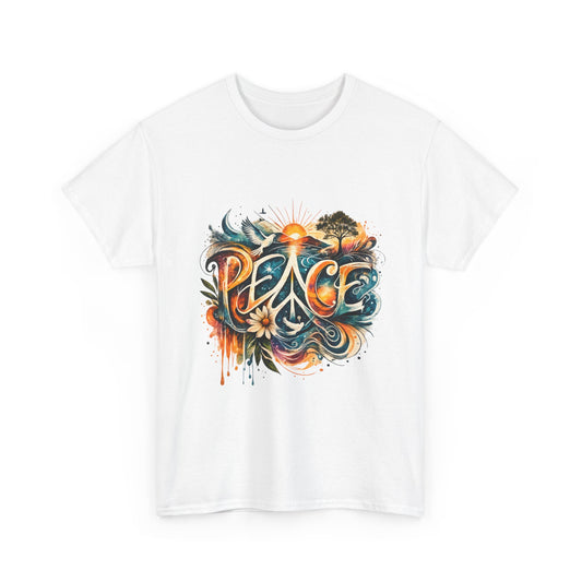 PEACE Watercolor Dove & Sunrise Shirt – Boho Groovy Typography Tee