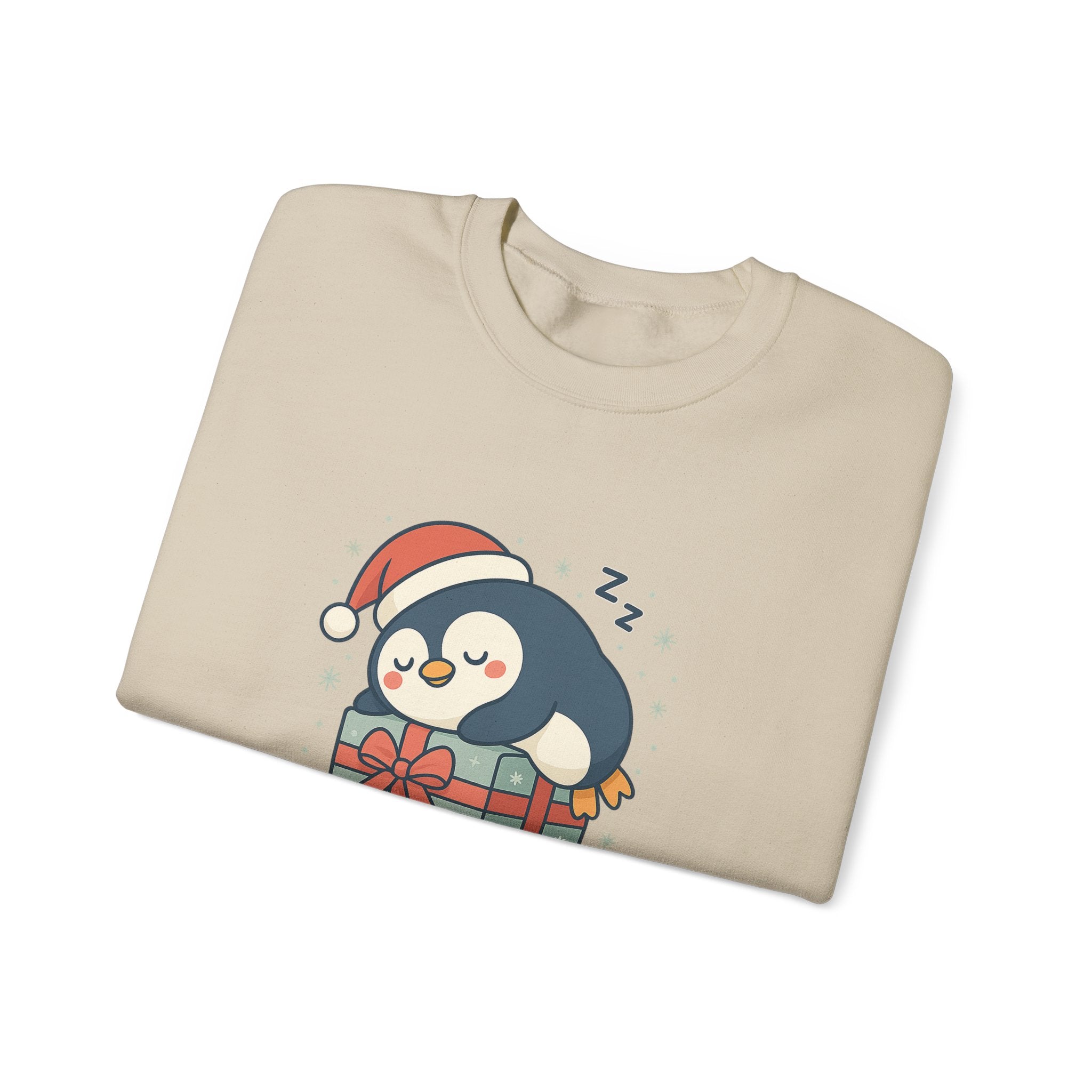 Christmas Penguin Sweatshirt — "All I Want for Christmas Is a Nap" Cozy Holiday Crewneck