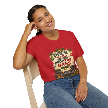Deck the Halls and Drop the Bass Shirt | Funny DJ Christmas Tee