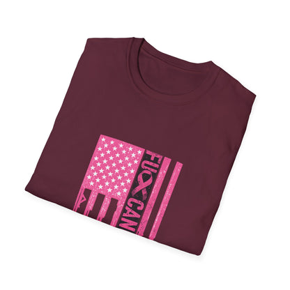 Breast Cancer Awareness Flag T-Shirt — Pink "Kick Cancer" Drip Design