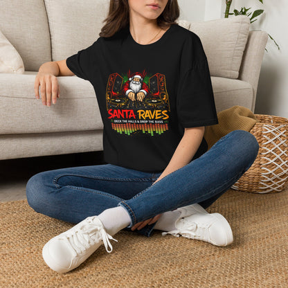 Santa Raves DJ Christmas Shirt | Funny Holiday DJ Graphic Tee