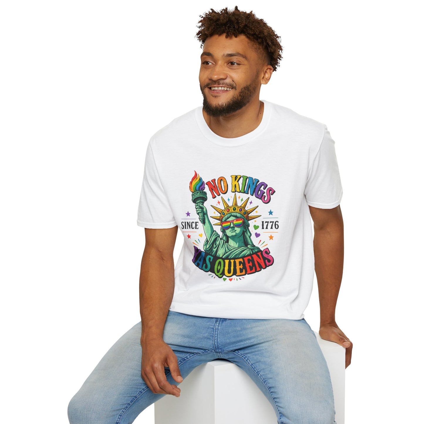 No Kings Since 1776 Yas Queens LGBTQ Pride Shirt | Statue of Liberty Rainbow Tee