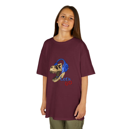 Let’s Go Dinosaur Kids T-Shirt – Fun T-Rex Headphones Graph