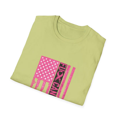 Breast Cancer Awareness Flag T-Shirt — Pink "Kick Cancer" Drip Design