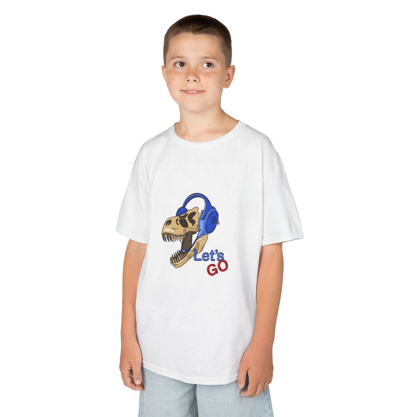 Let’s Go Dinosaur Kids T-Shirt – Fun T-Rex Headphones Graph