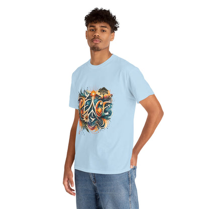 PEACE Watercolor Dove & Sunrise Shirt – Boho Groovy Typography Tee