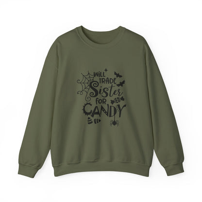 Will Trade Sister for Candy Halloween Sweatshirt – Funny Graphic Crewneck