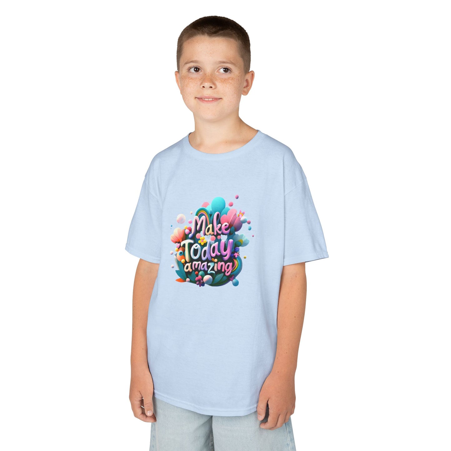 Make Today Amazing: Vibrant Rainbow Graphic Kids' T-Shirt – Inspire Positivity!
