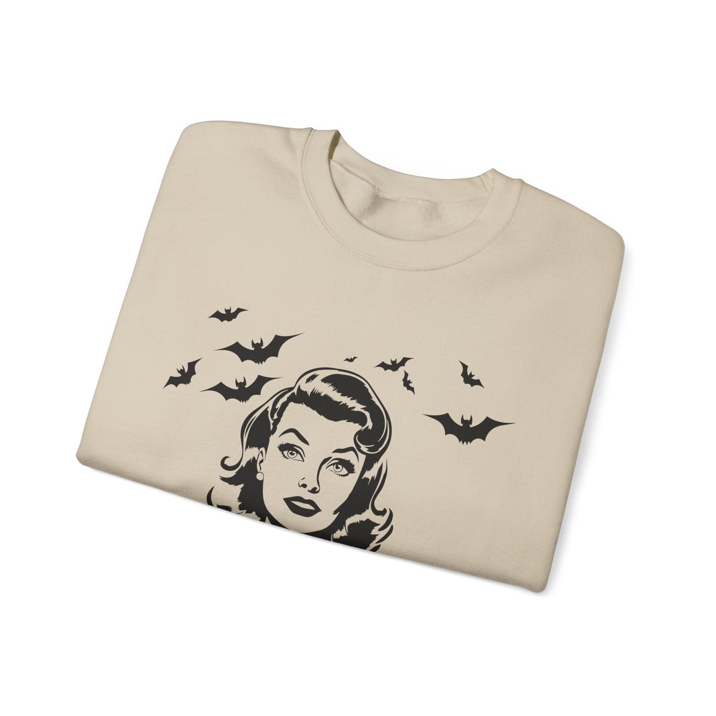Vintage Halloween Woman Sweatshirt | Retro Bat Graphic Spooky Season Crewneck