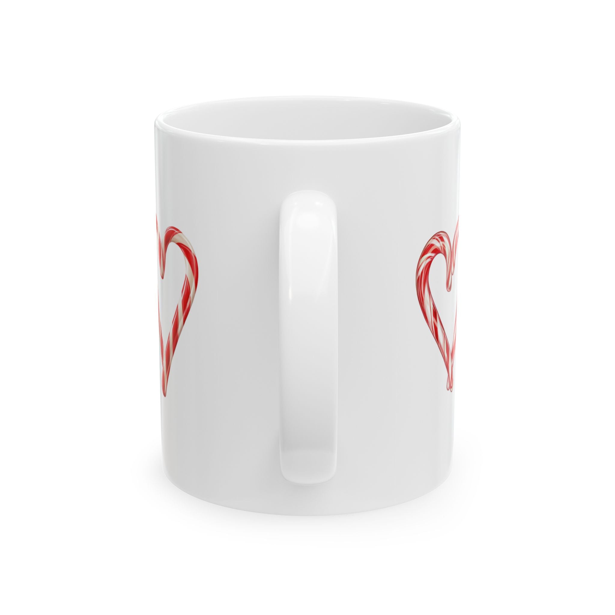 Candy Cane Heart Ceramic Mug — Holiday Christmas Coffee Cup (11oz & 15oz)