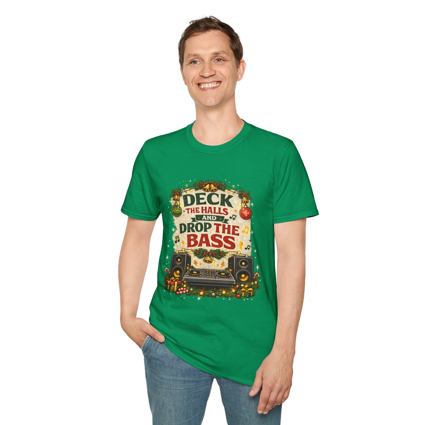 Deck the Halls and Drop the Bass Shirt | Funny DJ Christmas Tee