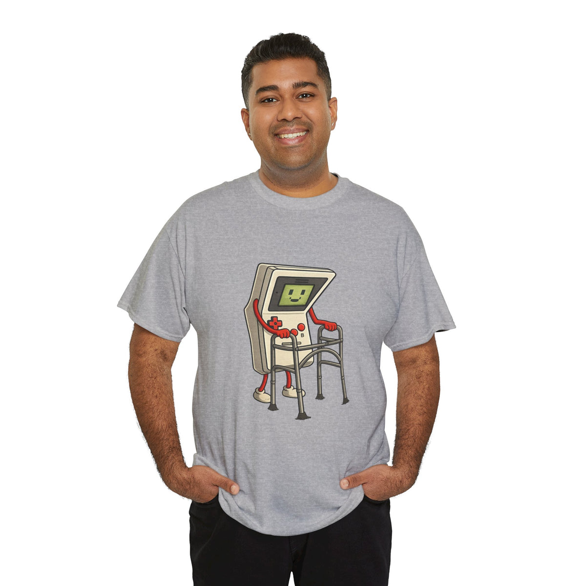 Aging Retro Gamer With Walker – Funny Old School Gamer Shirt