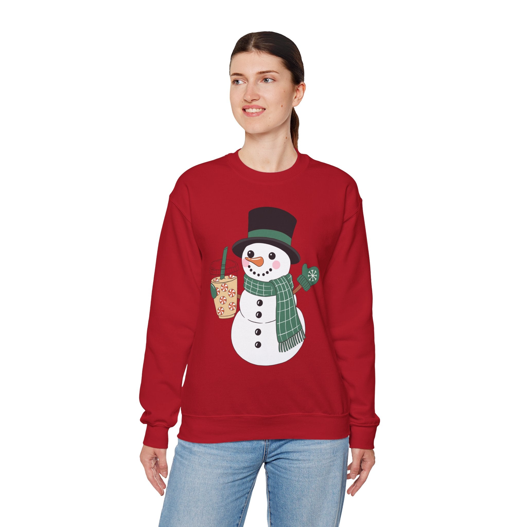 Frosty Festive Sweatshirt – Cute Snowman Holiday Pullover for Coffee Lovers
