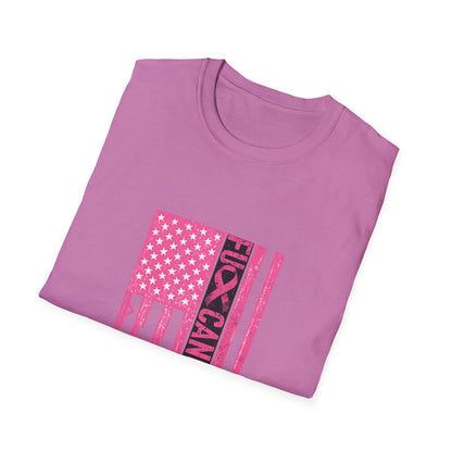 Breast Cancer Awareness Flag T-Shirt — Pink "Kick Cancer" Drip Design