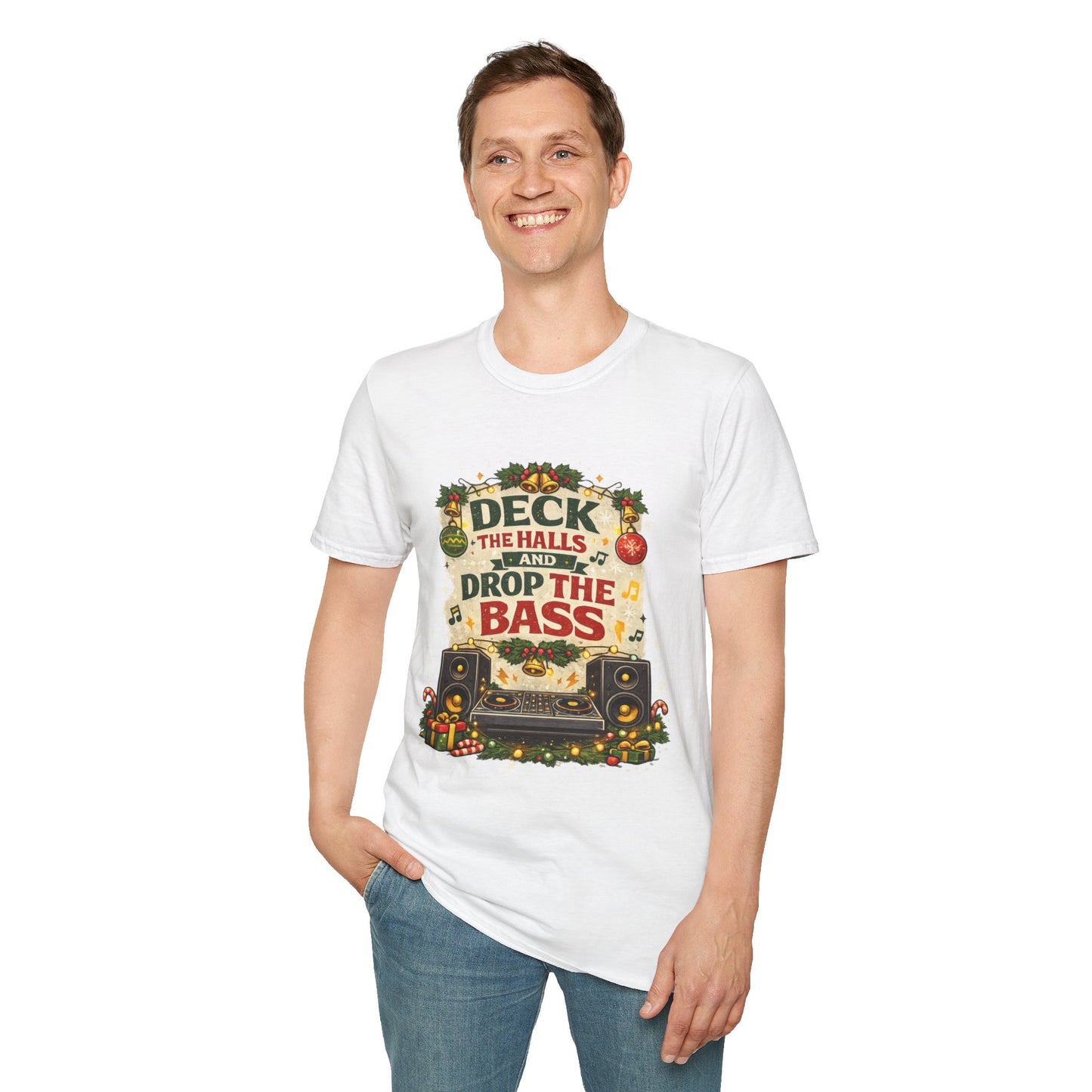 Deck the Halls and Drop the Bass Shirt | Funny DJ Christmas Tee