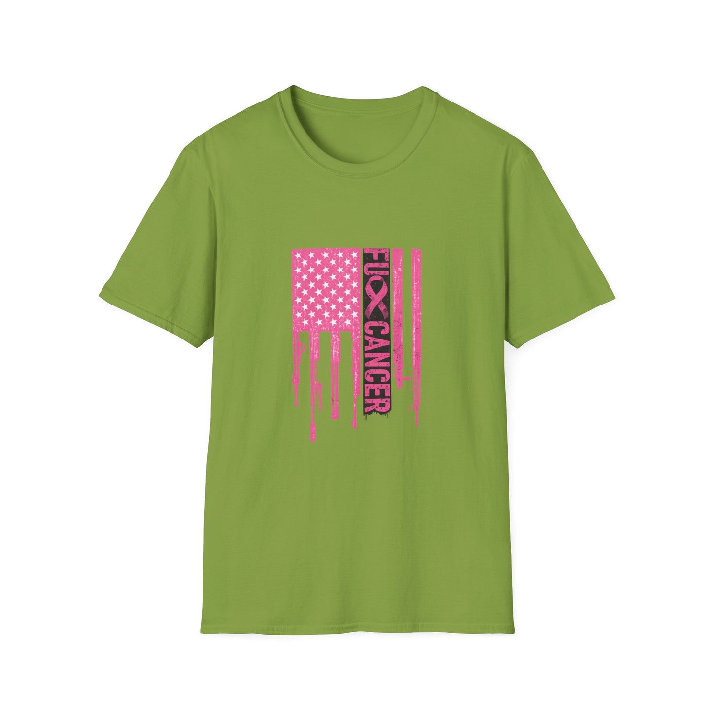 Breast Cancer Awareness Flag T-Shirt — Pink "Kick Cancer" Drip Design