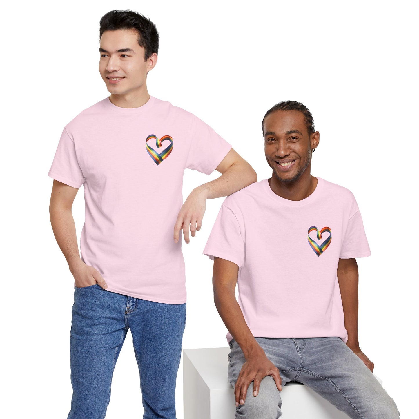 Minimalist Pride Heart T-Shirt – Subtle LGBTQ+ Rainbow Graphic Tee