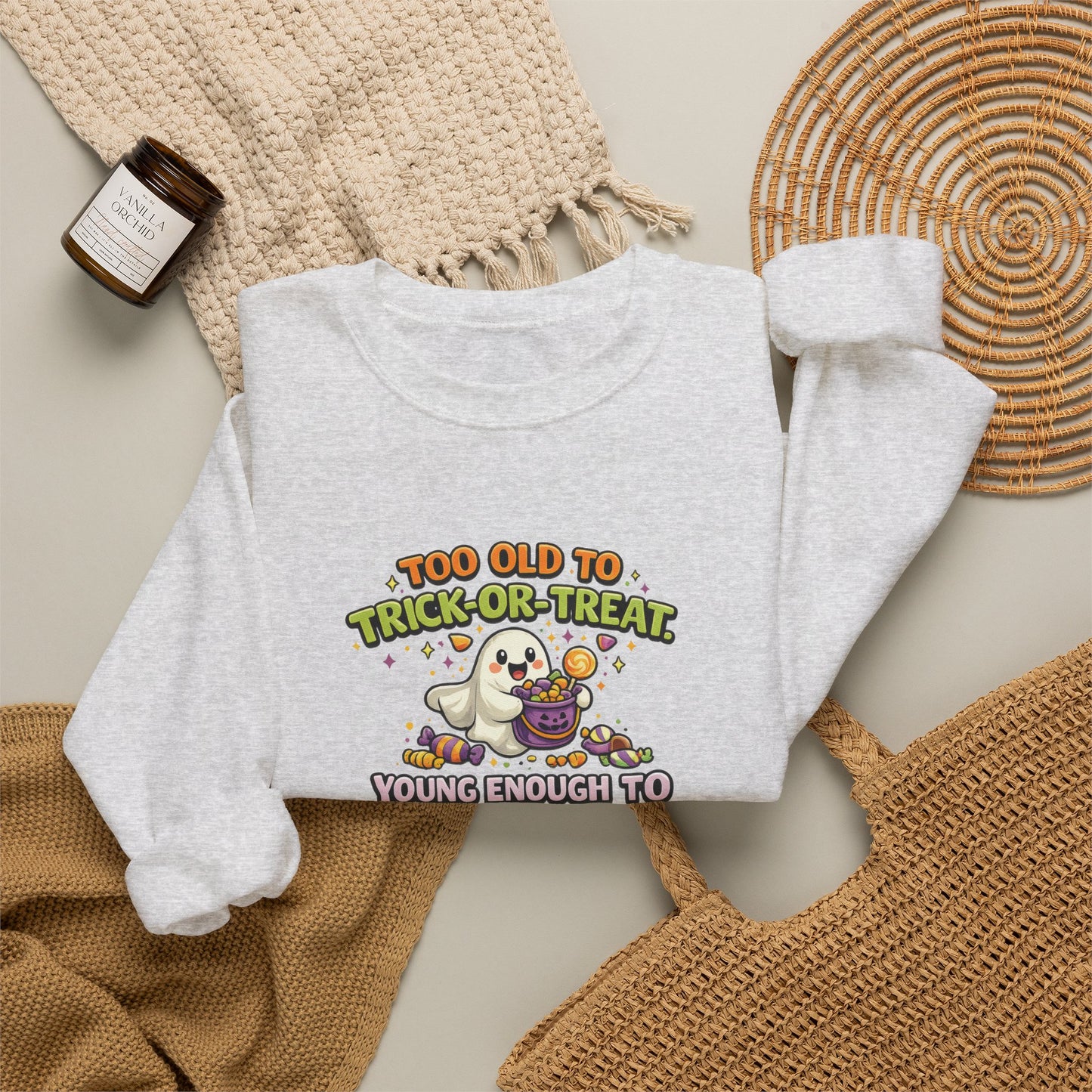 Too Old to Trick-or-Treat Shirt | Funny Halloween Candy Sweatshirt