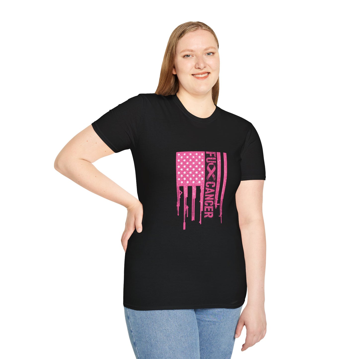 Breast Cancer Awareness Flag T-Shirt — Pink "Kick Cancer" Drip Design