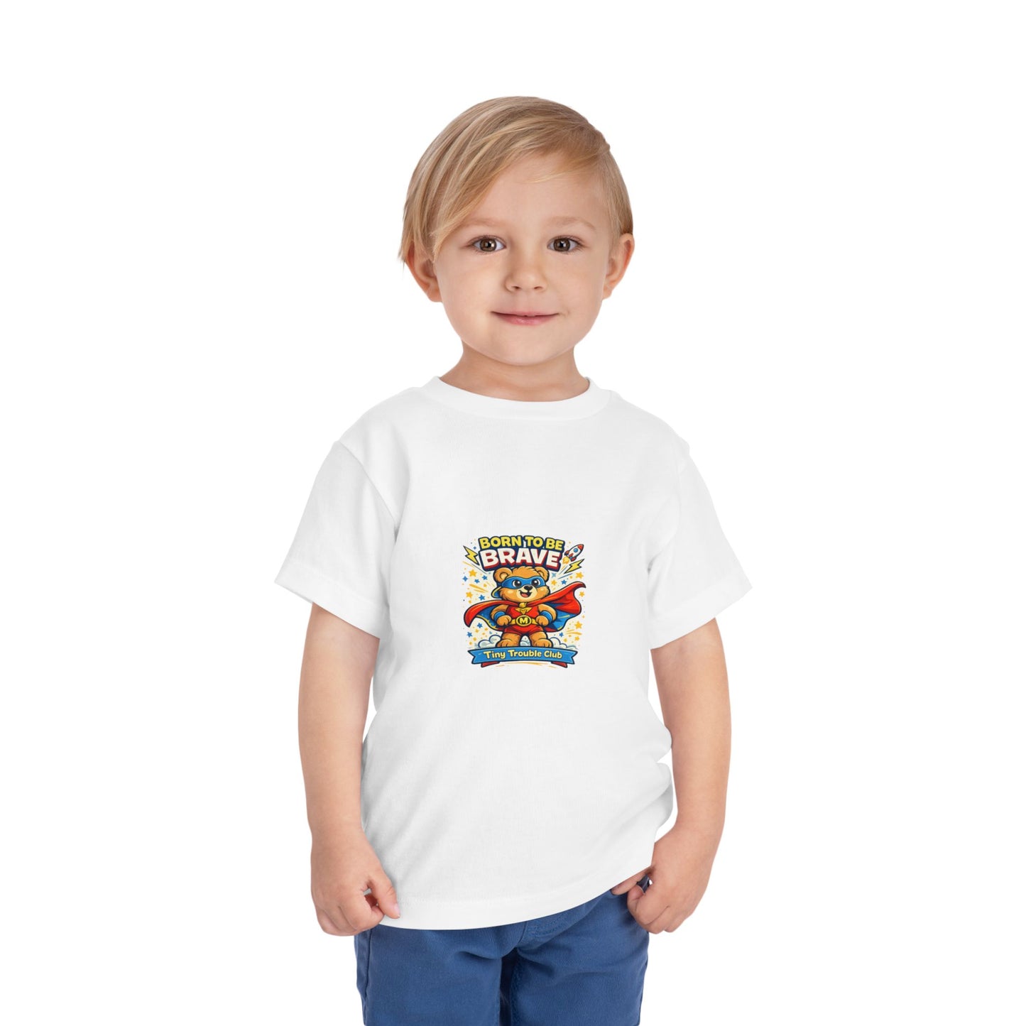 Brave Bear Kids Shirt – Tiny Trouble Club Superhero Toddler Graphic Tee