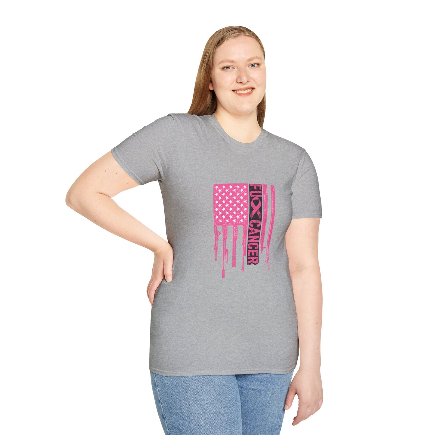 Breast Cancer Awareness Flag T-Shirt — Pink "Kick Cancer" Drip Design