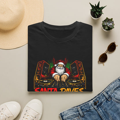 Santa Raves DJ Christmas Shirt | Funny Holiday DJ Graphic Tee