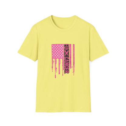 Breast Cancer Awareness Flag T-Shirt — Pink "Kick Cancer" Drip Design