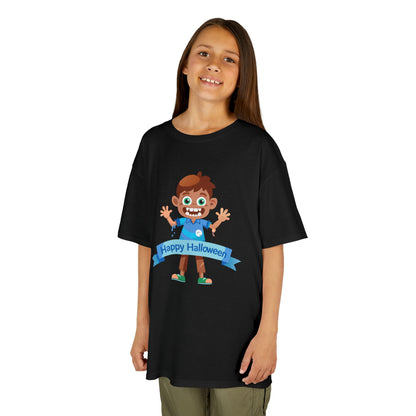 Happy Halloween: Fun Cartoon Boy Scary Face Graphic Kids' T-Shirt