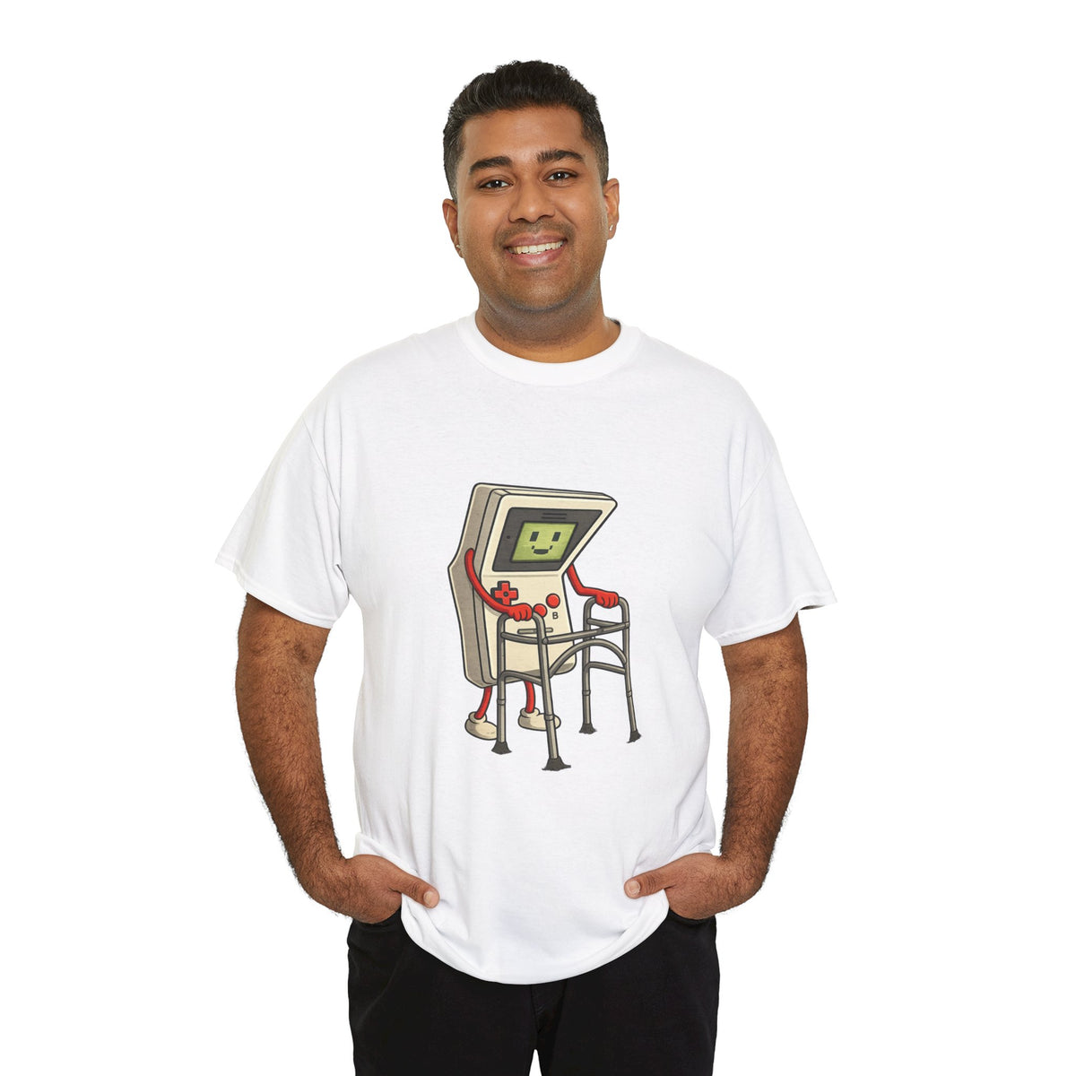 Aging Retro Gamer With Walker – Funny Old School Gamer Shirt