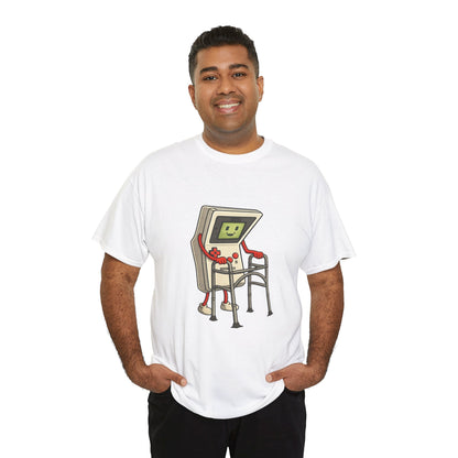 Aging Retro Gamer With Walker – Funny Old School Gamer Shirt