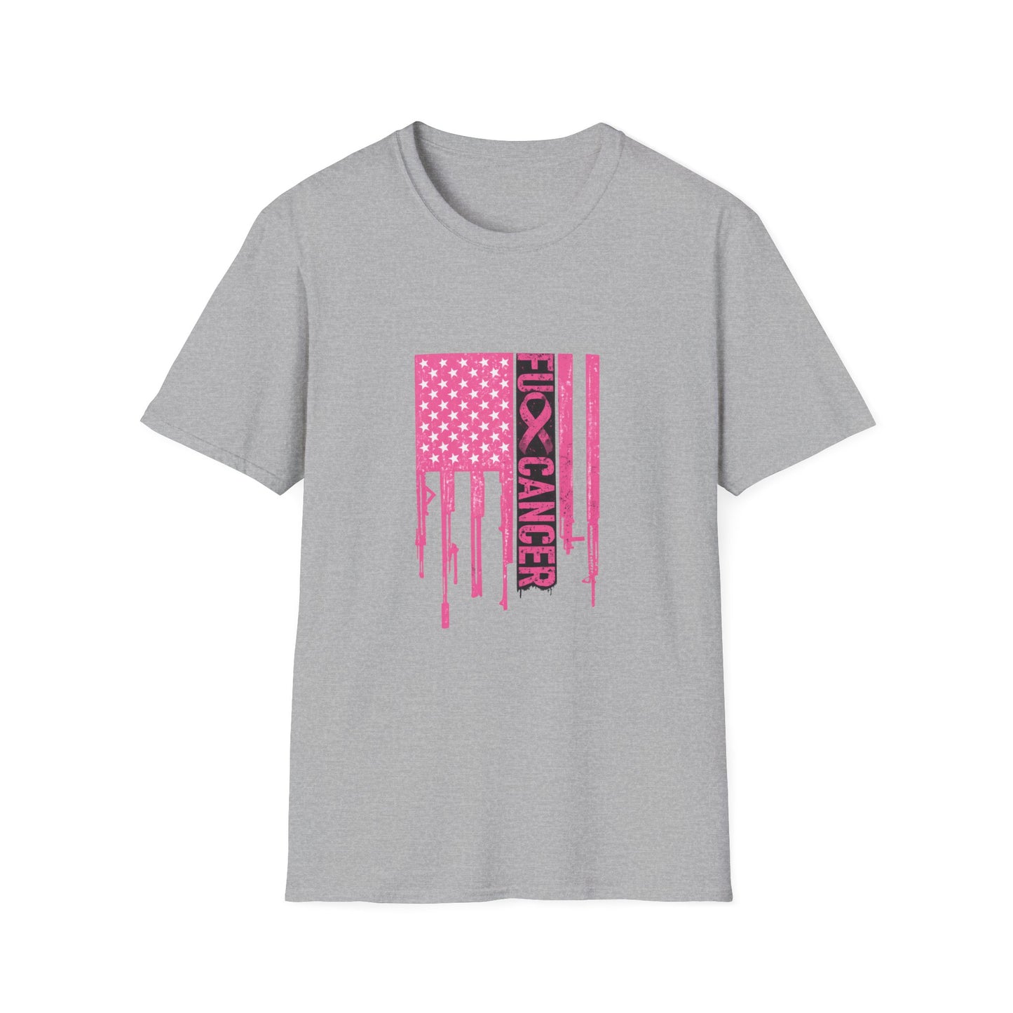 Breast Cancer Awareness Flag T-Shirt — Pink "Kick Cancer" Drip Design