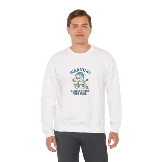 Warning: I Jingle Under Pressure Christmas Sweatshirt – Cute Funny Holiday Crewneck