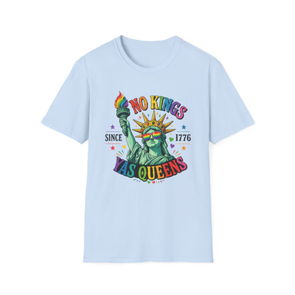 No Kings Since 1776 Yas Queens LGBTQ Pride Shirt | Statue of Liberty Rainbow Tee