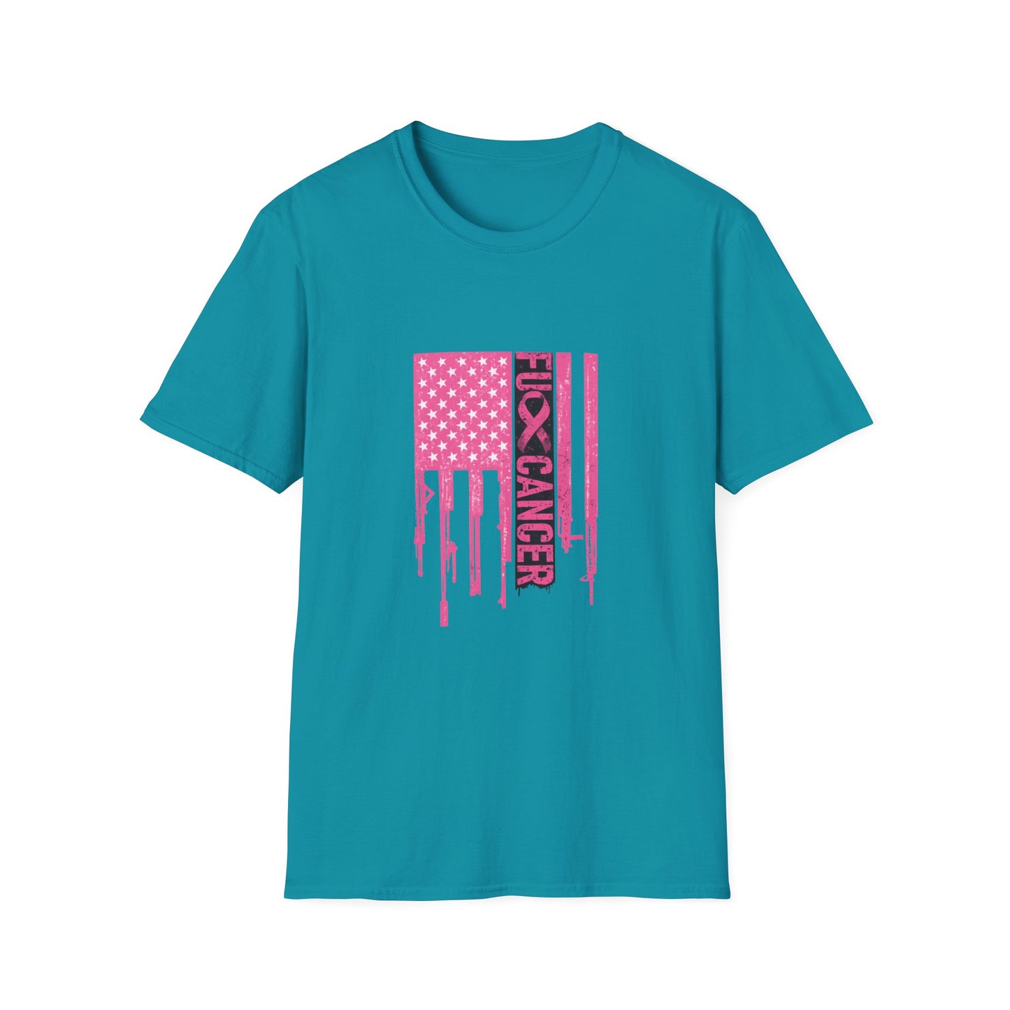 Breast Cancer Awareness Flag T-Shirt — Pink "Kick Cancer" Drip Design