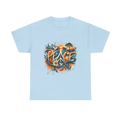 PEACE Watercolor Dove & Sunrise Shirt – Boho Groovy Typography Tee