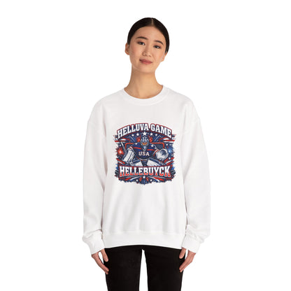 HelluVa Game Hellebuyck Sweatshirt – Red White & Blue Hockey Fan Sweatshirt